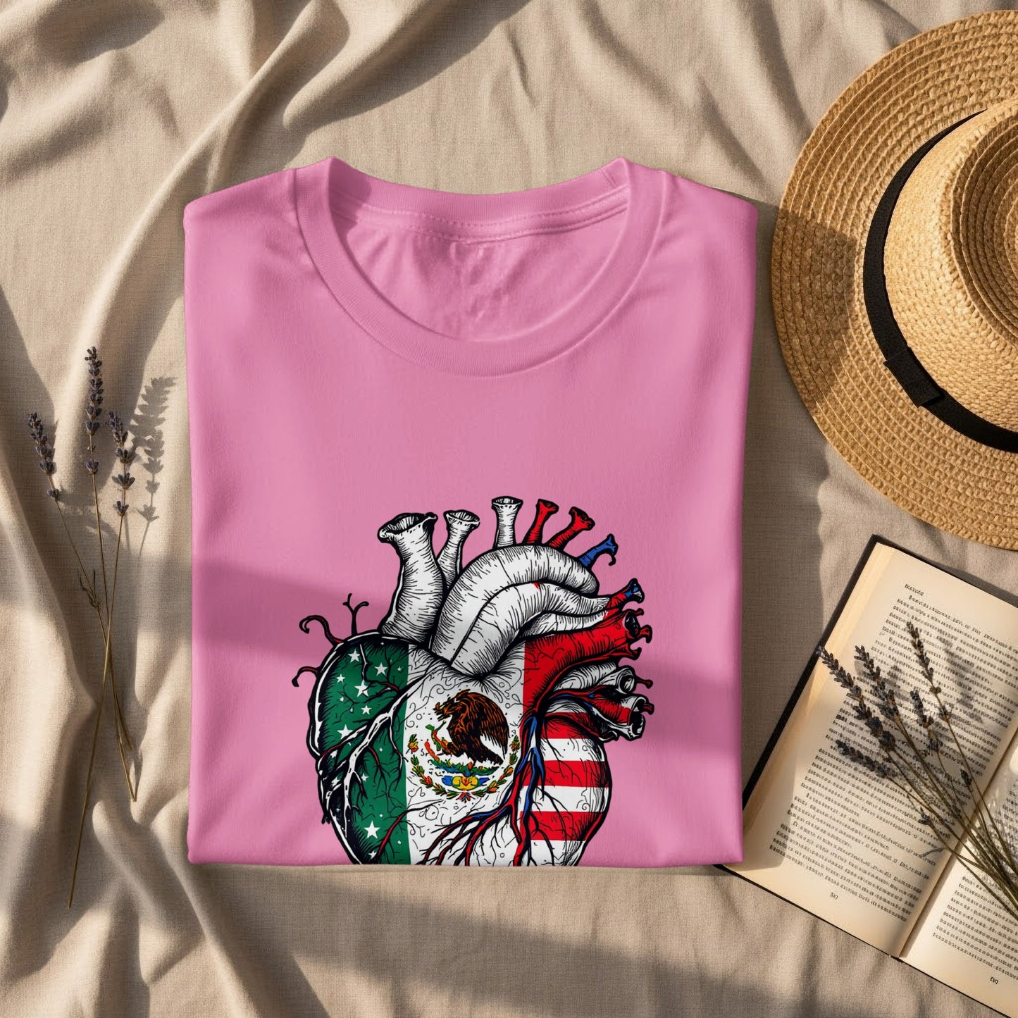Unique Heart Design Pink Mexican American Shirt product