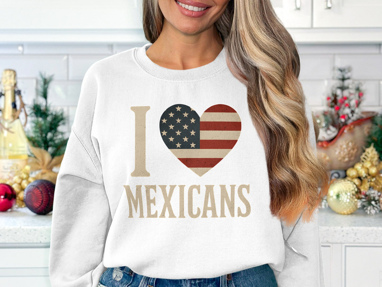 I Heart Mexicans USA Flag Graphic Sweatshirt product