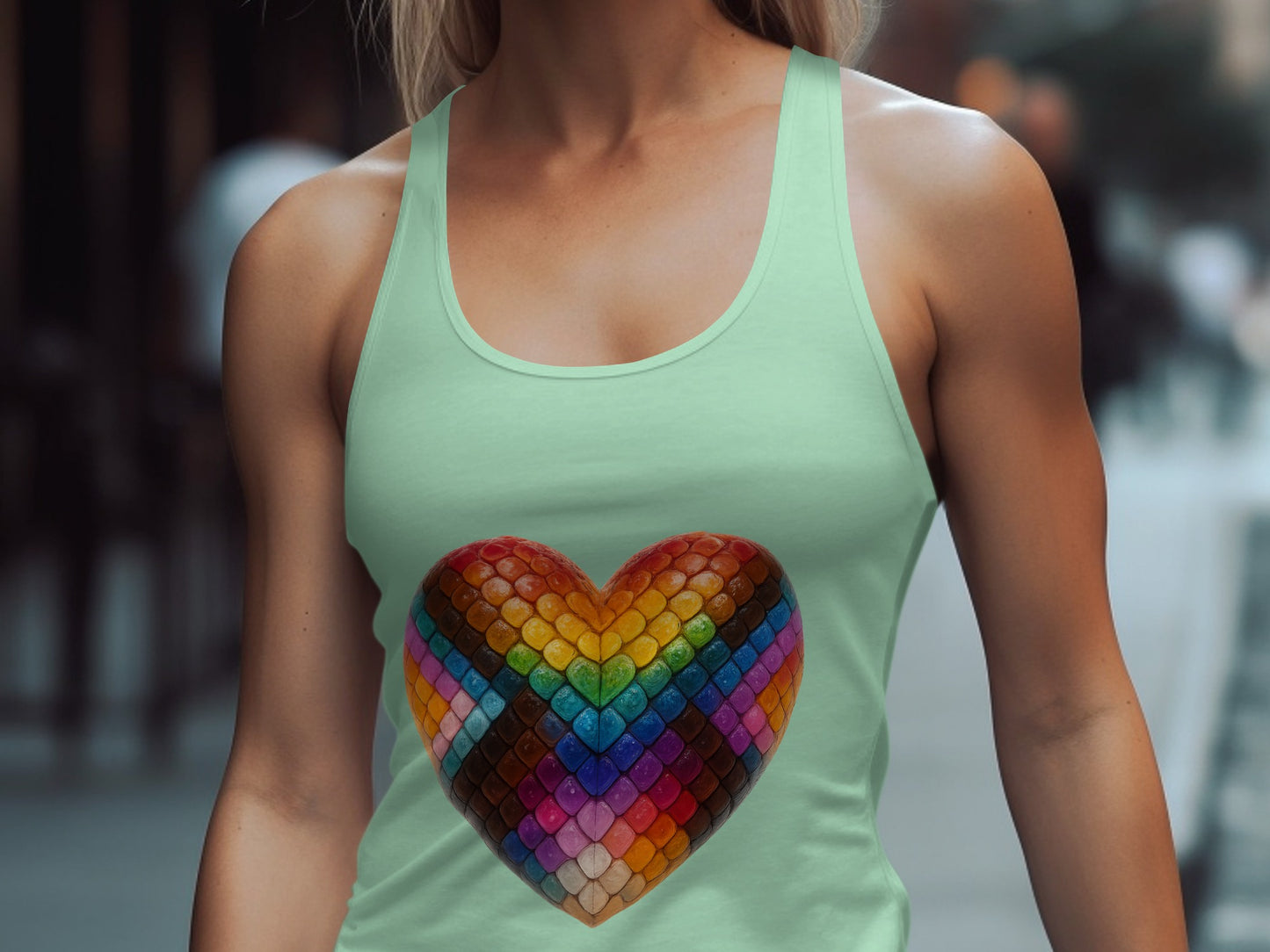 Vibrant Heart Print Tank Top Multicolor Design product
