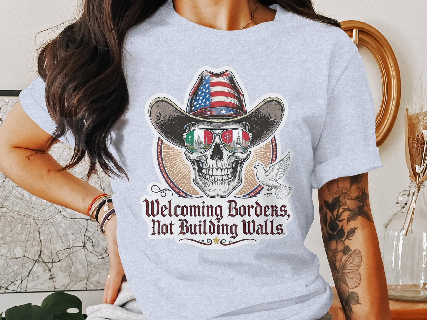 Welcoming Borders Not Building Walls Skull product type