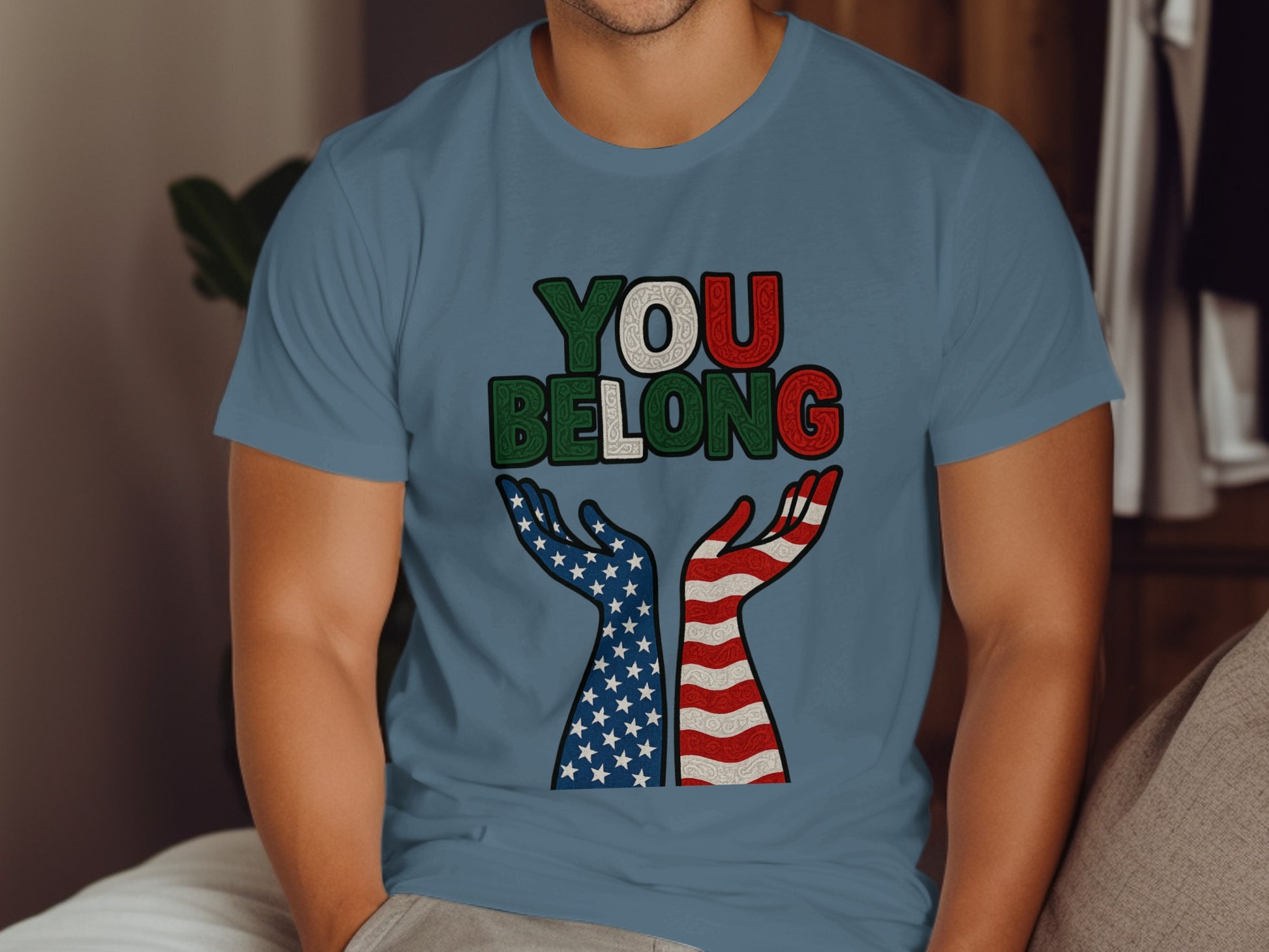 You Belong Patriotic Hands Design T-Shirt Product