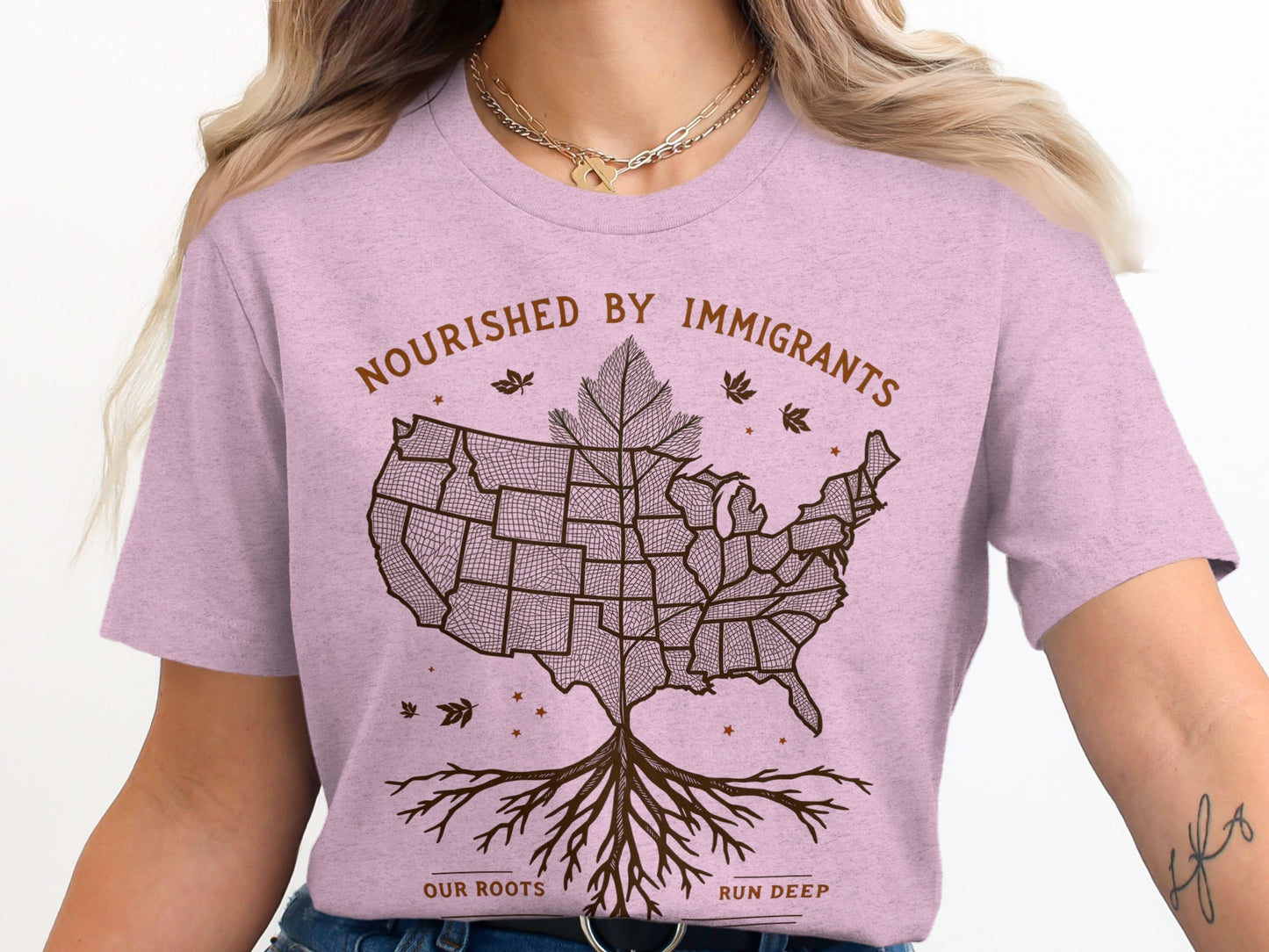 Nourished By Immigrants Map Roots Graphic T-Shirt product