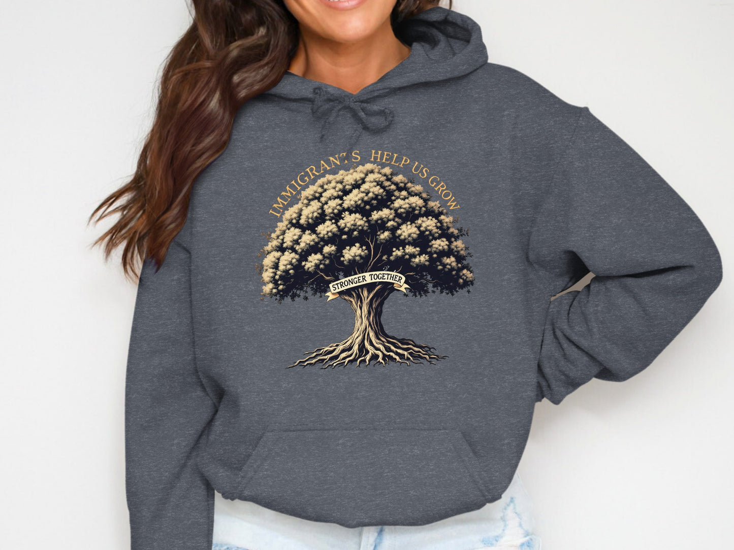 Immigrants Help Us Grow Tree Design Hoodie product