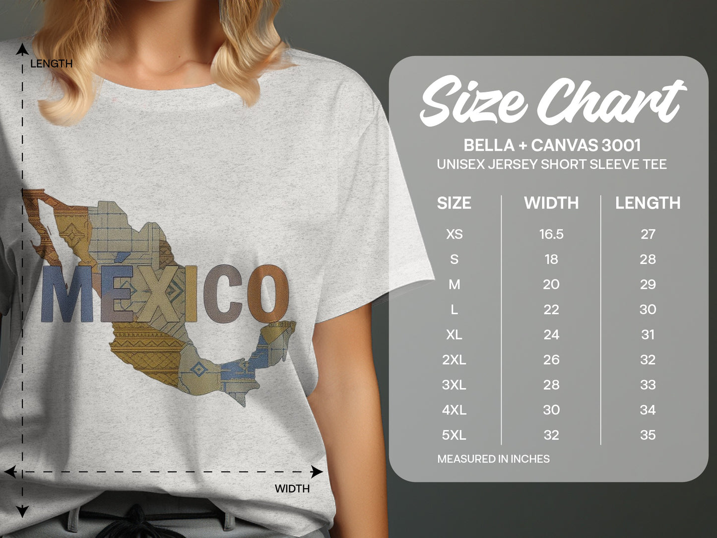 Mexico Map Graphic Bella Canvas 3001 Sleeve Tee product