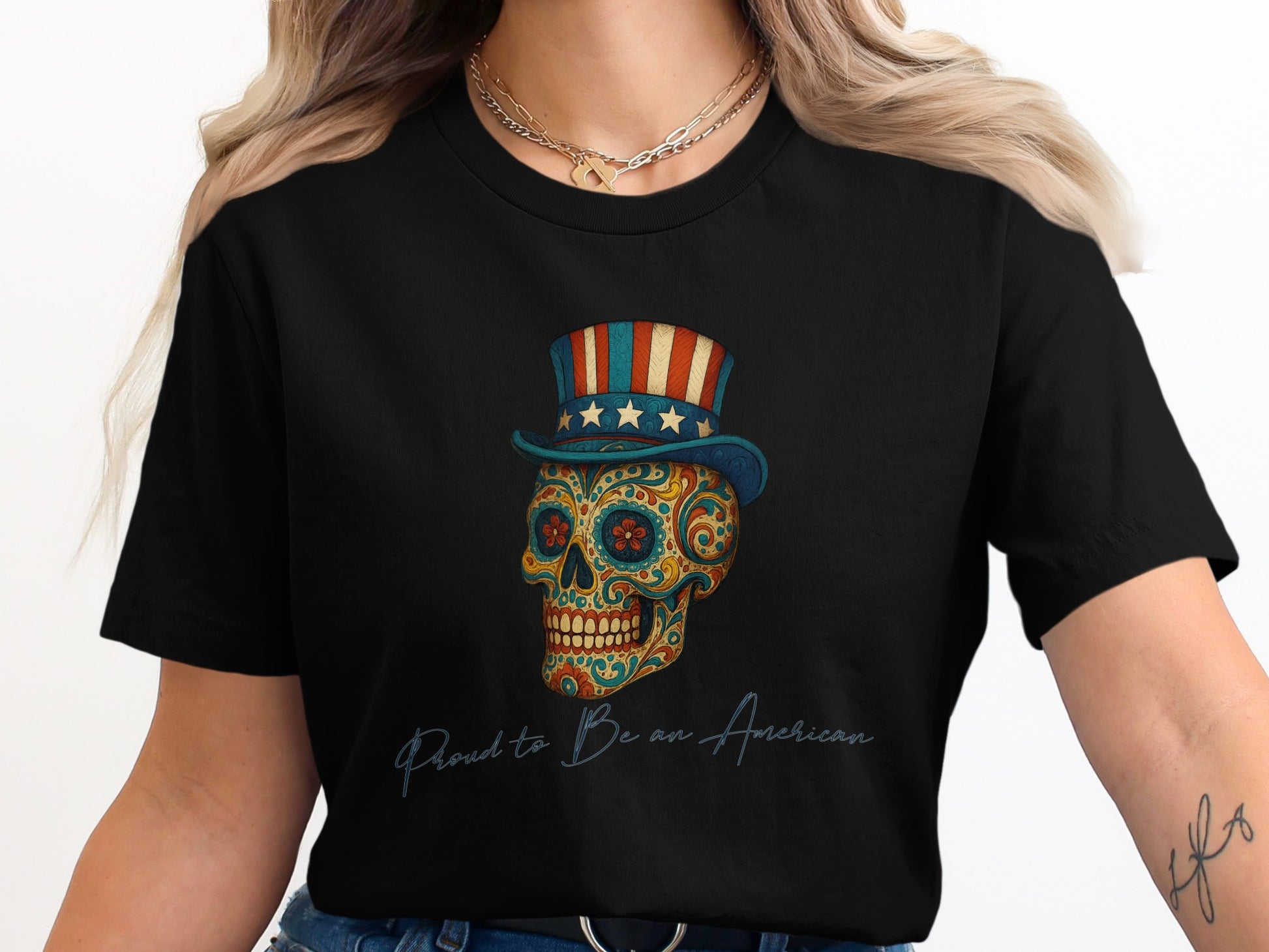 Proud to Be an American Skull Graphic T-shirt product