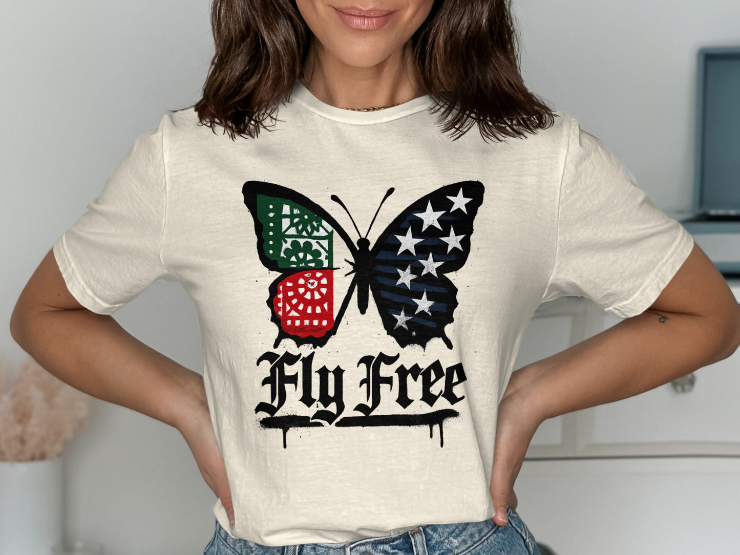 Fly Free Butterfly Graphic Tee Shirt product type