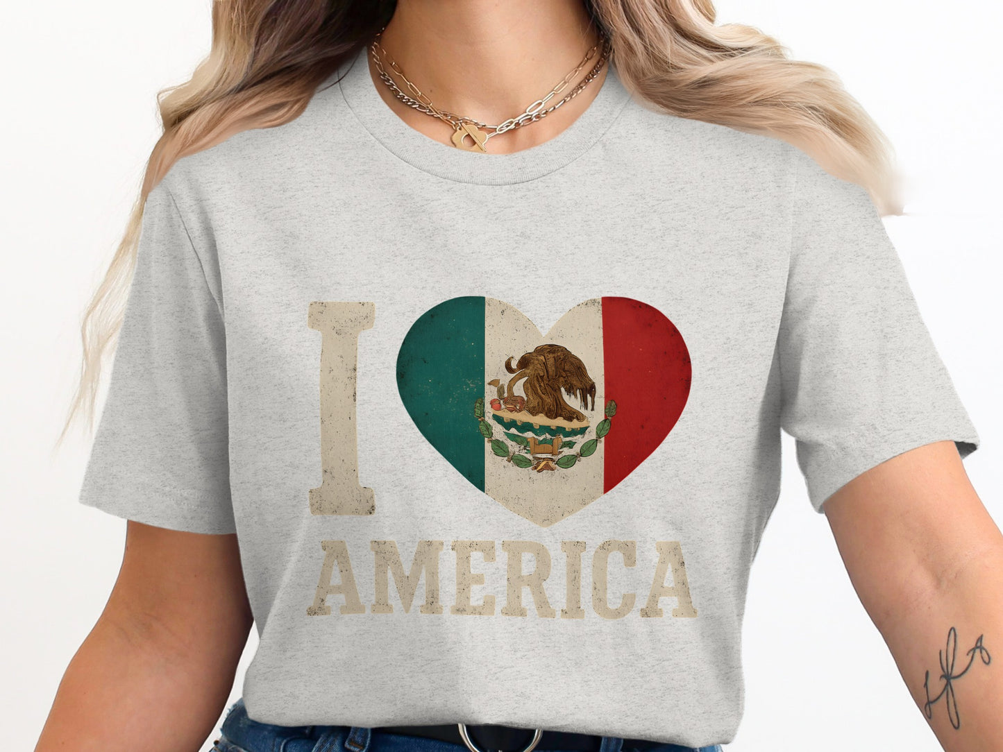 I Love America Mexican Flag Heart T-Shirt product