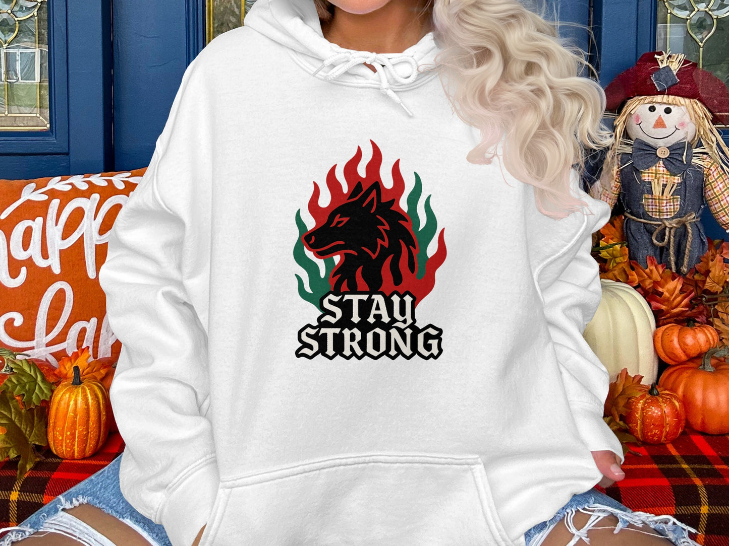 Stay Strong Hoodie with Bold Flame Design product