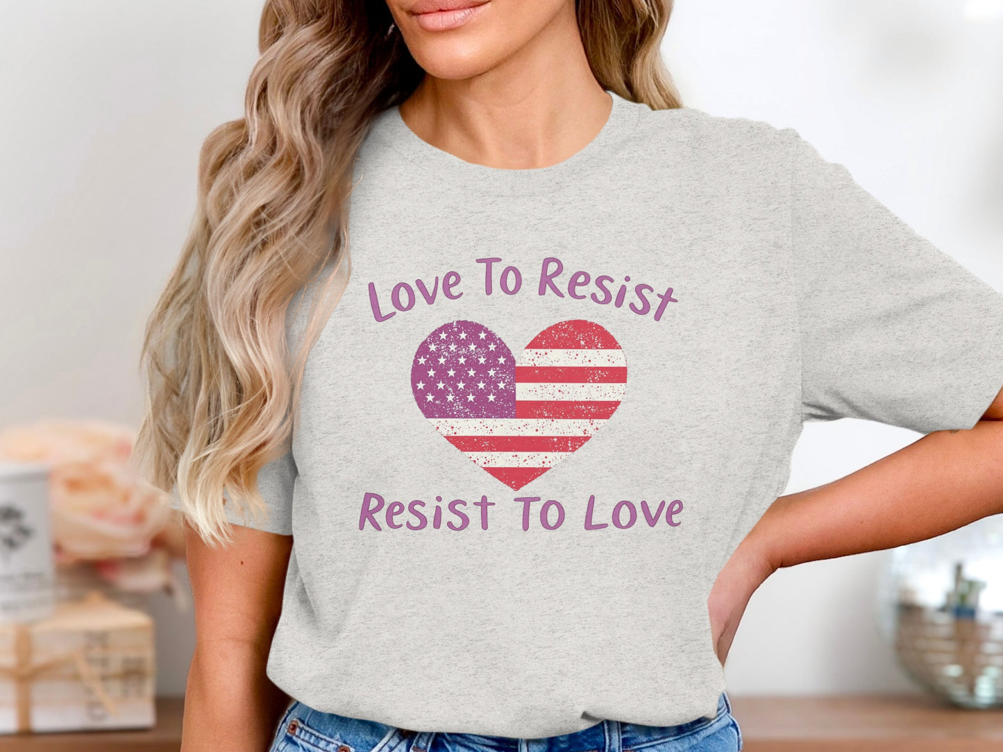 Love To Resist Resist To Love Text Heart Shape Shirt