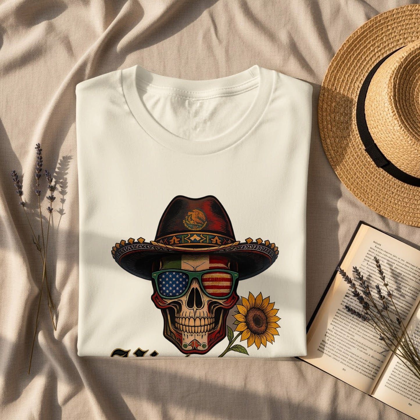Sunflower Skull with Hat Graphic Shirt product type