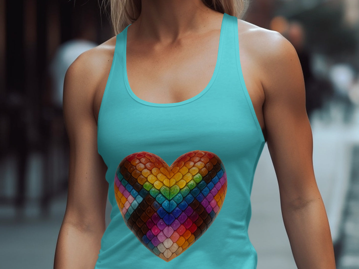 Vibrant Rainbow Heart Tank Top Unique Apparel Product Type