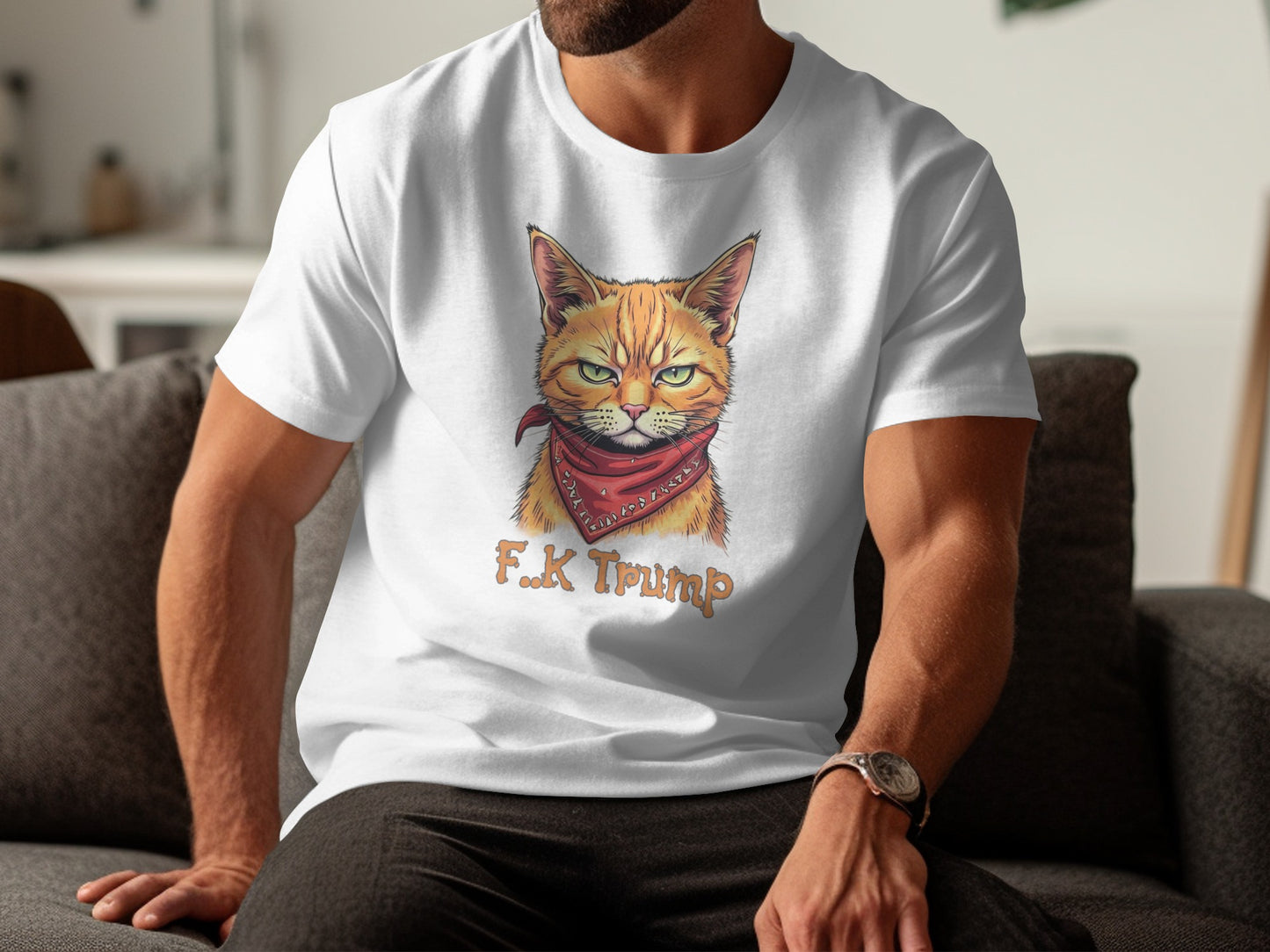 Funny Cat Graphic F..k Trump Design T-Shirt product type