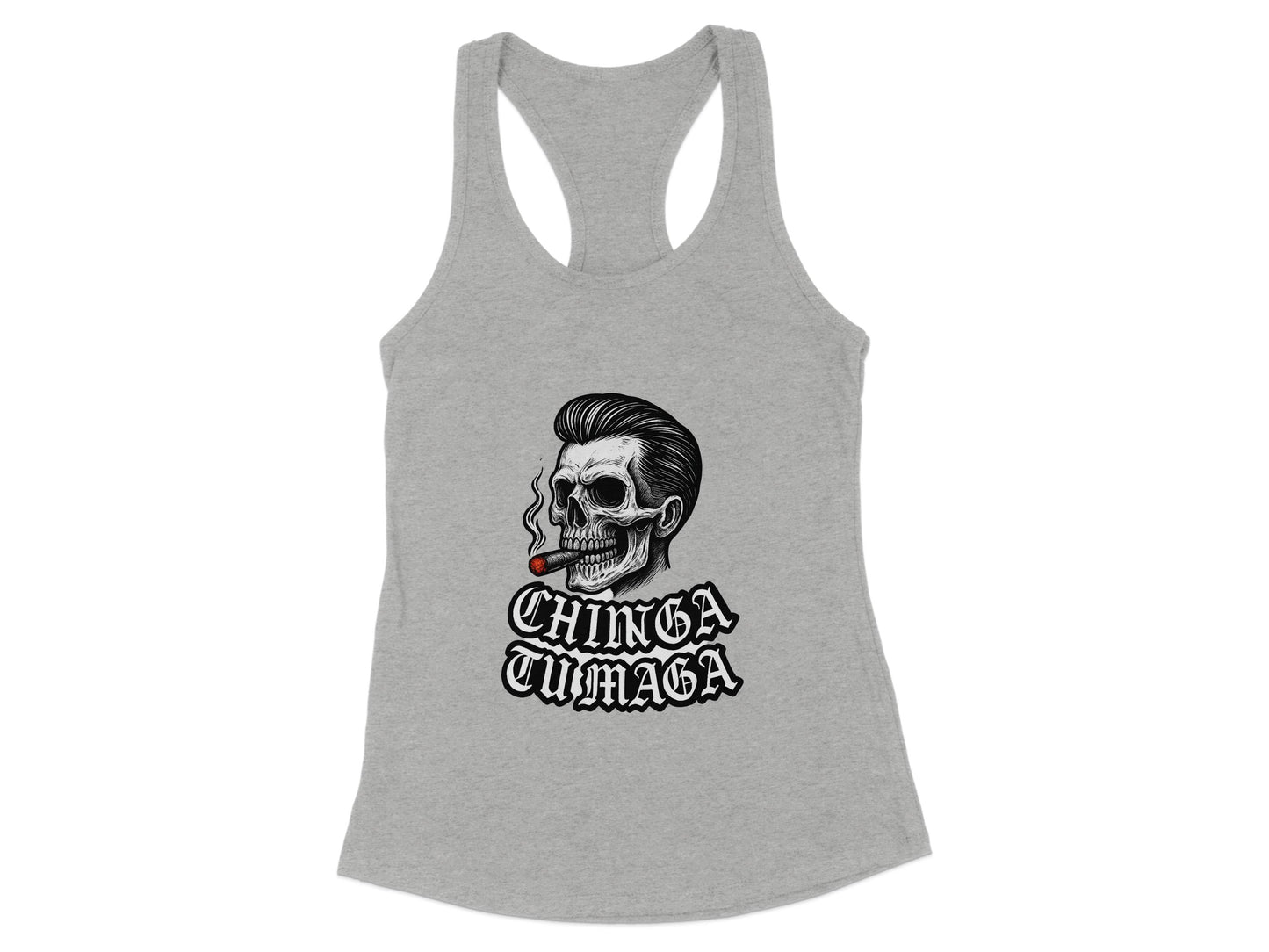 Chinga Tu Maga Skull Design Graphic Racerback Tank product type