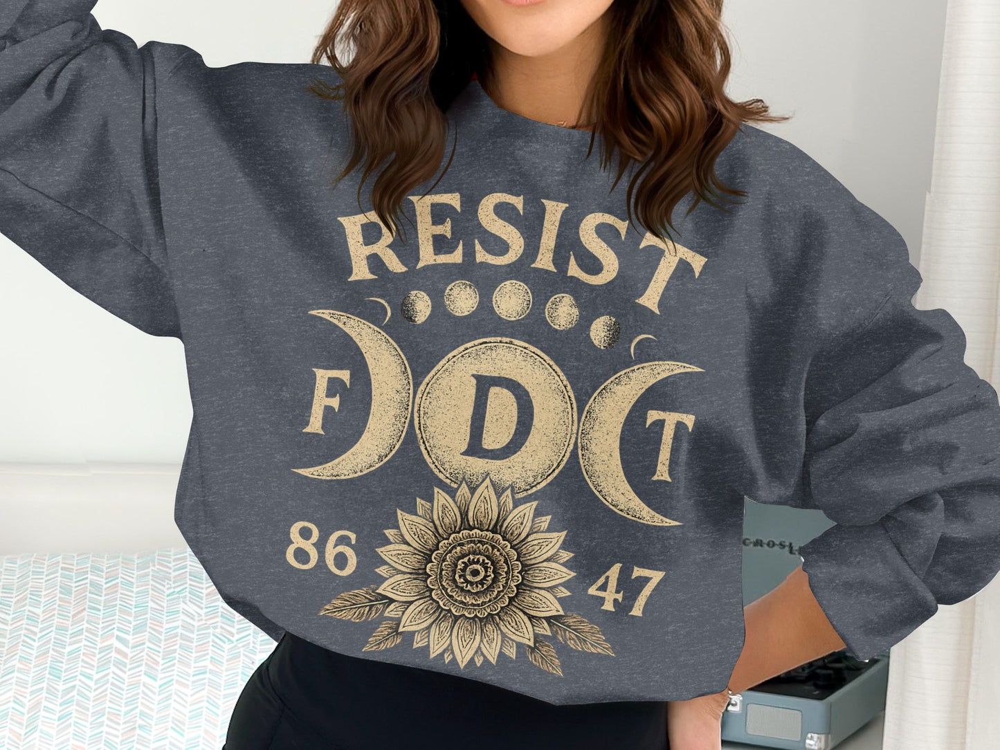 Resist FDT 8647 Moon Phases Sunflower Graphic Sweatshirt product type