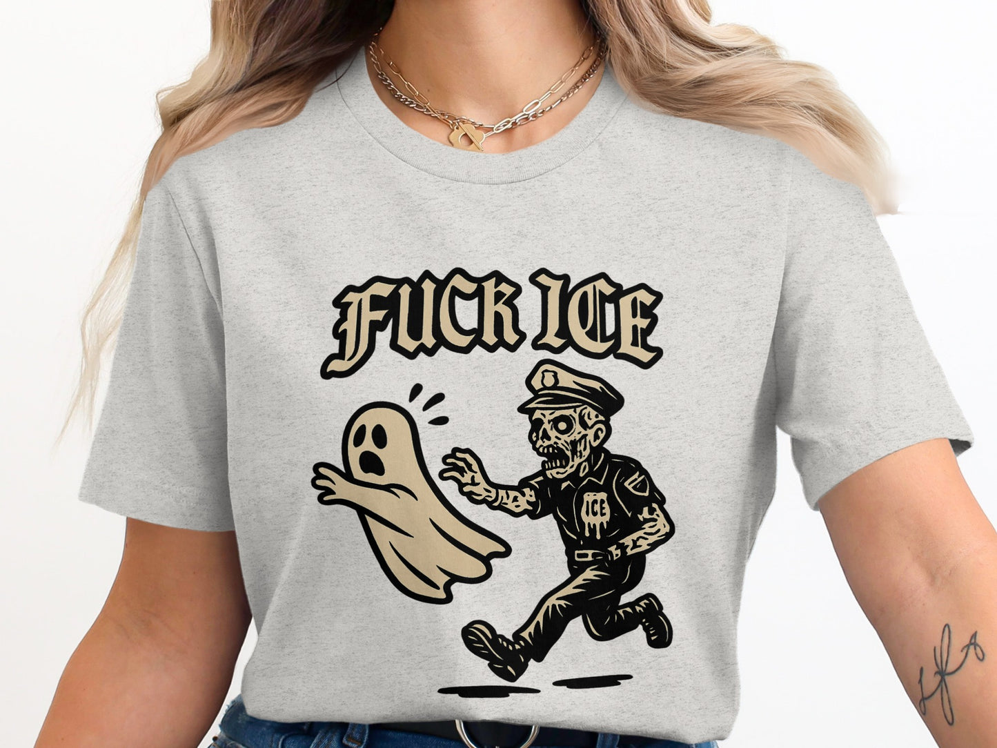 Fuck ICE Skeleton Ghost Halloween T-shirt product type