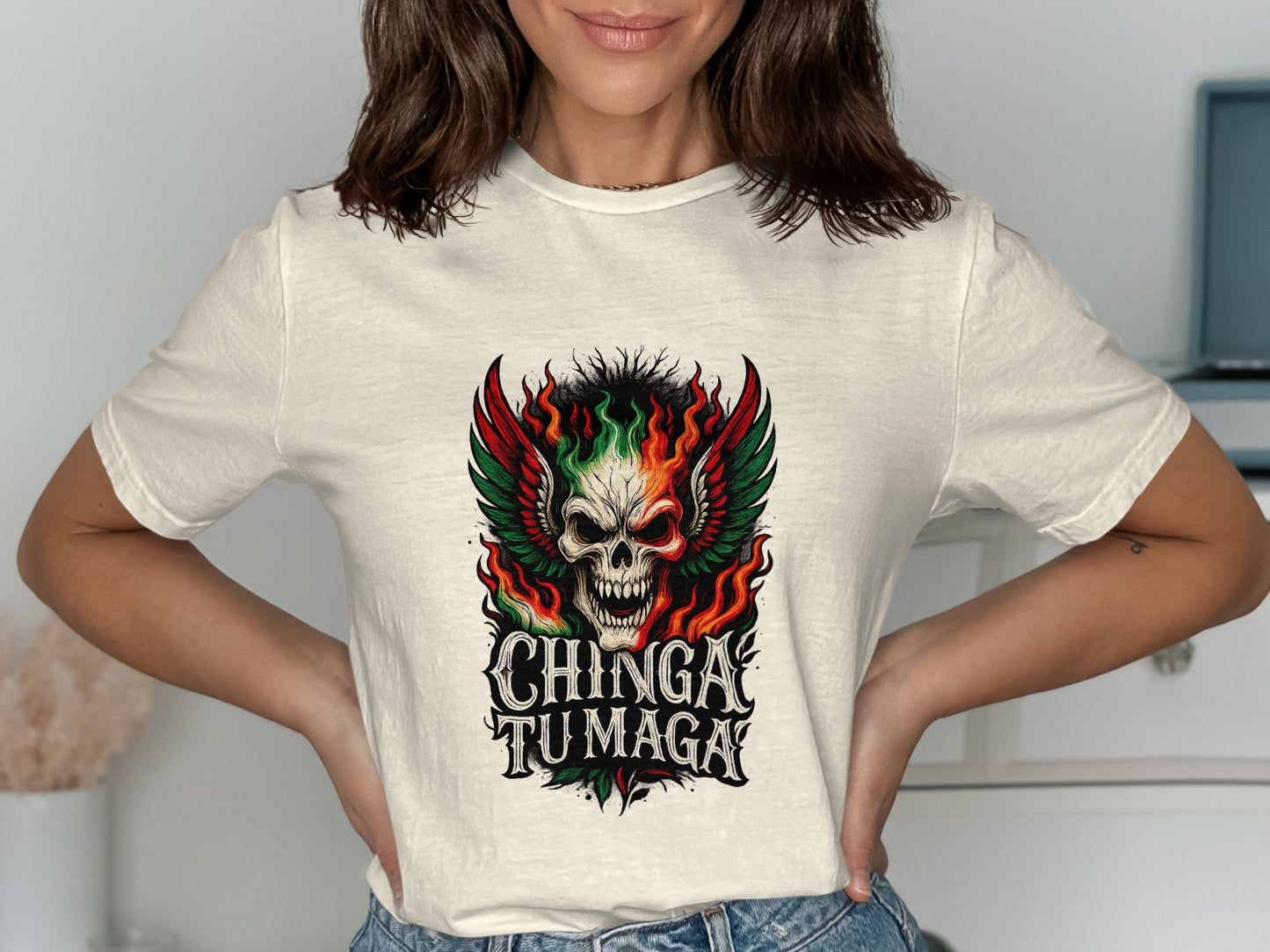 Chinga Tu Maga Skull Graphic Tee Unique Fashion product