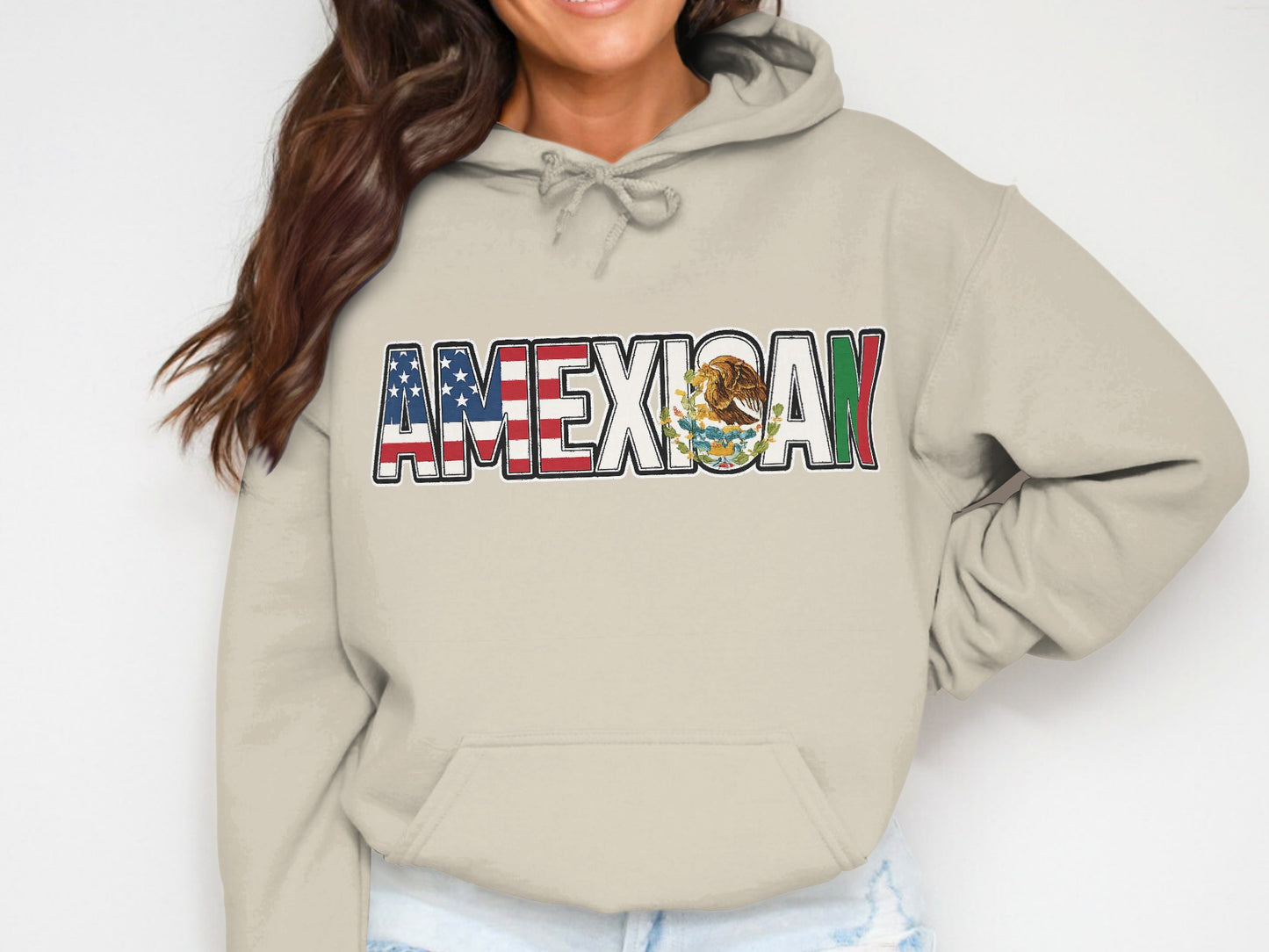 AMEXICAN Letter Print Hooded Sweatshirt Casual product
