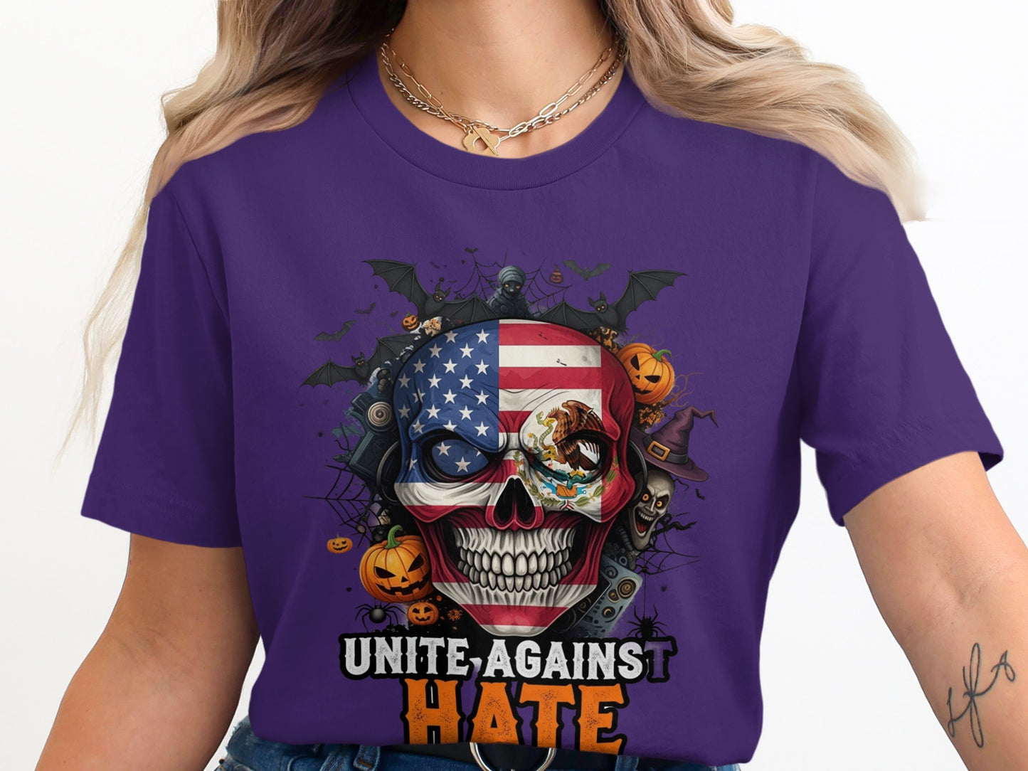 Unite Against Hate Skull Design T-shirt product type