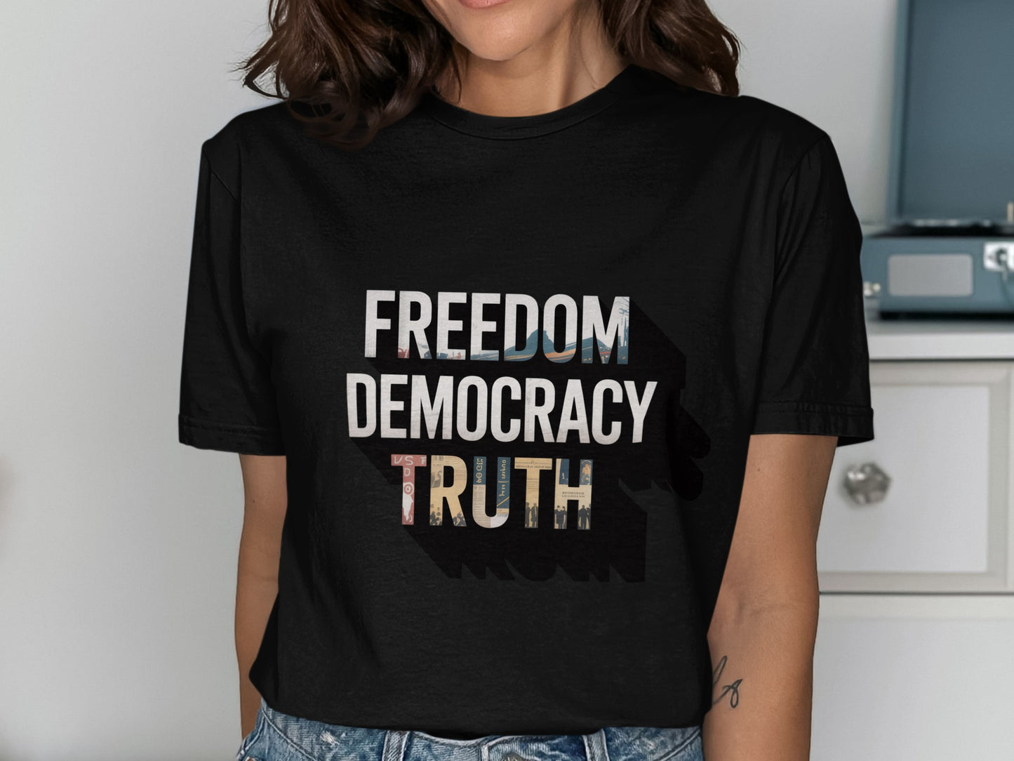 Freedom Democracy Truth Printed T-shirt product