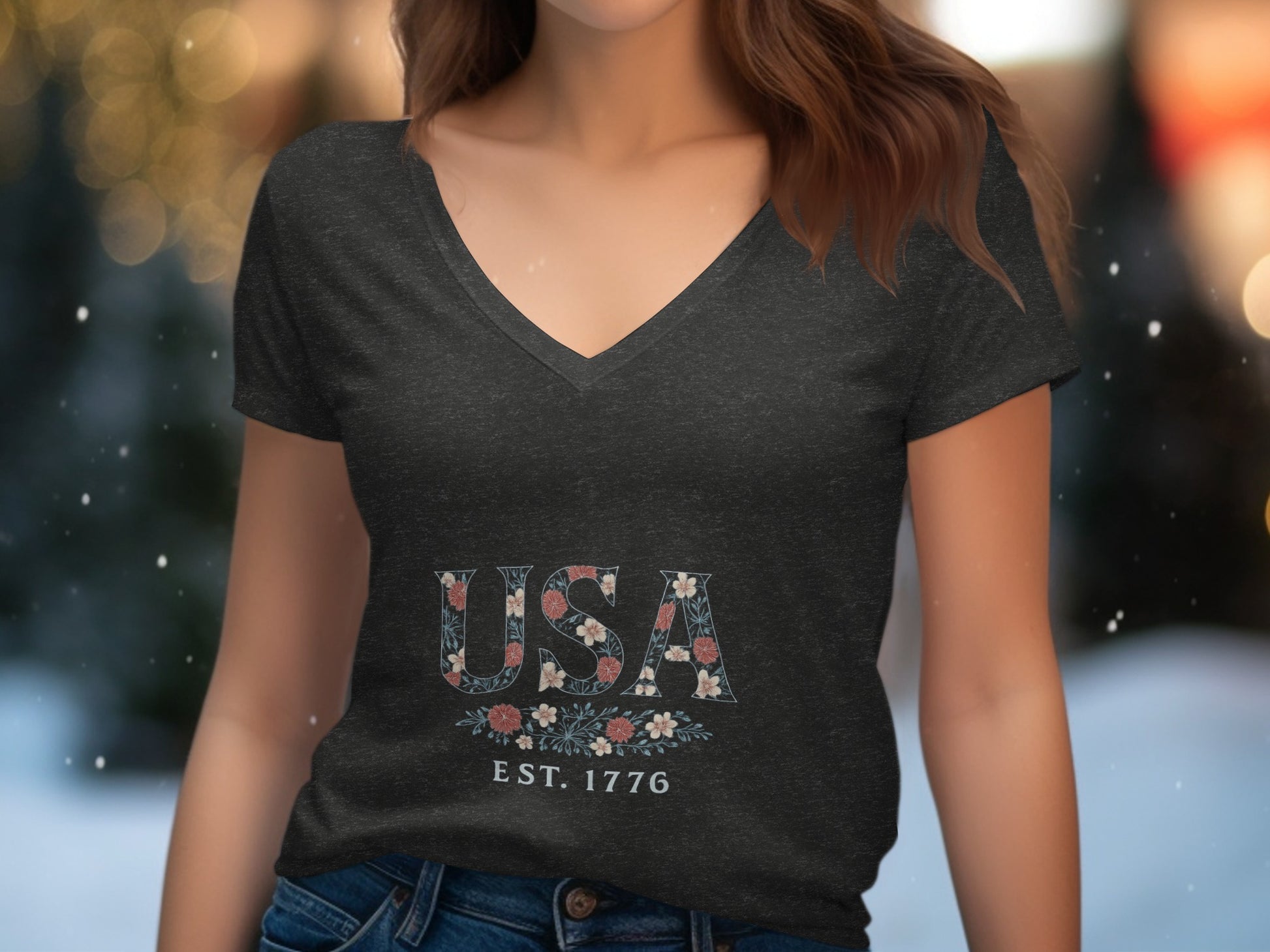 USA EST 1776 Floral Design Women's T-Shirt product