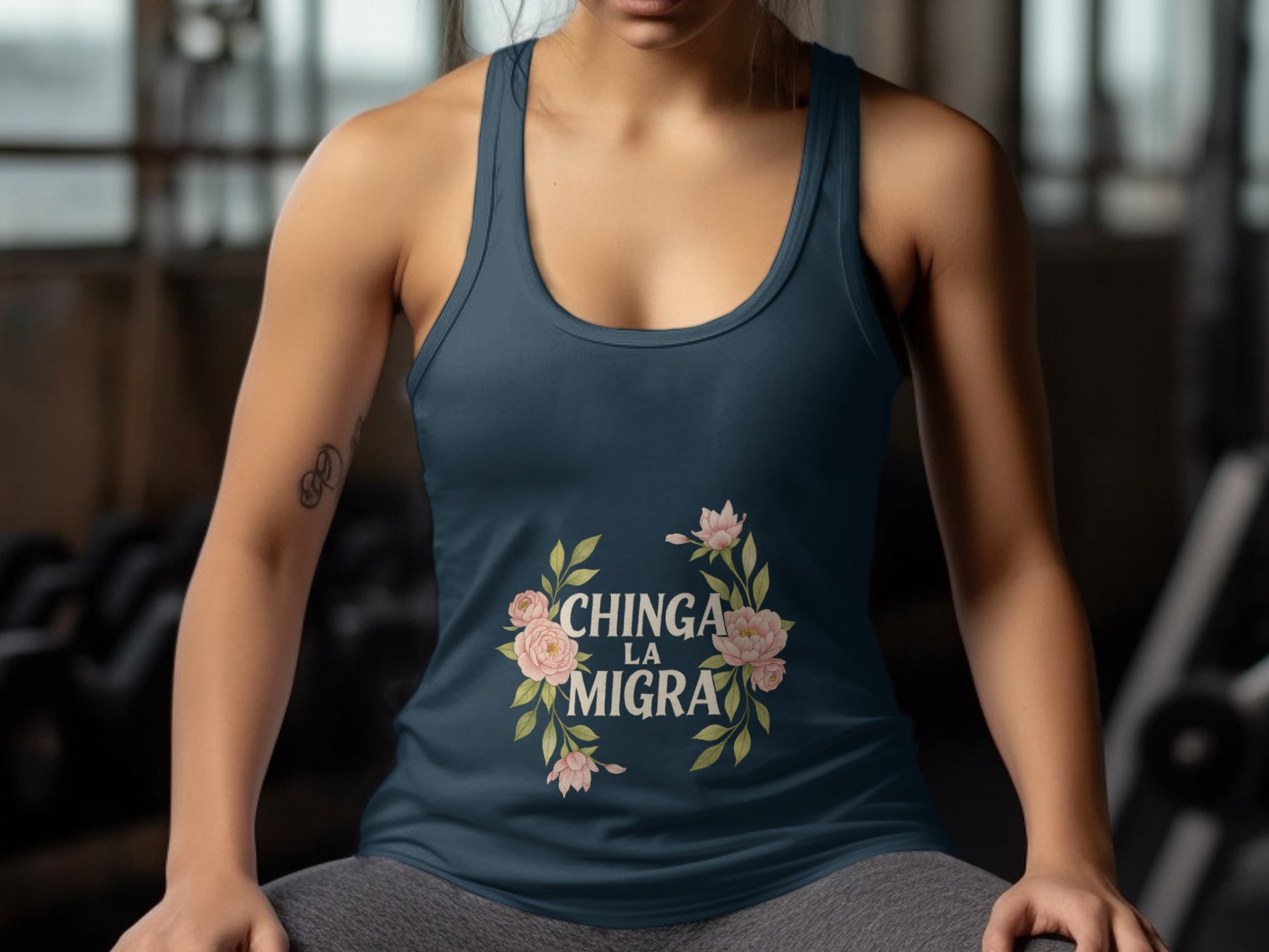 Chinga La Migra Floral Design Statement Tank Top Product