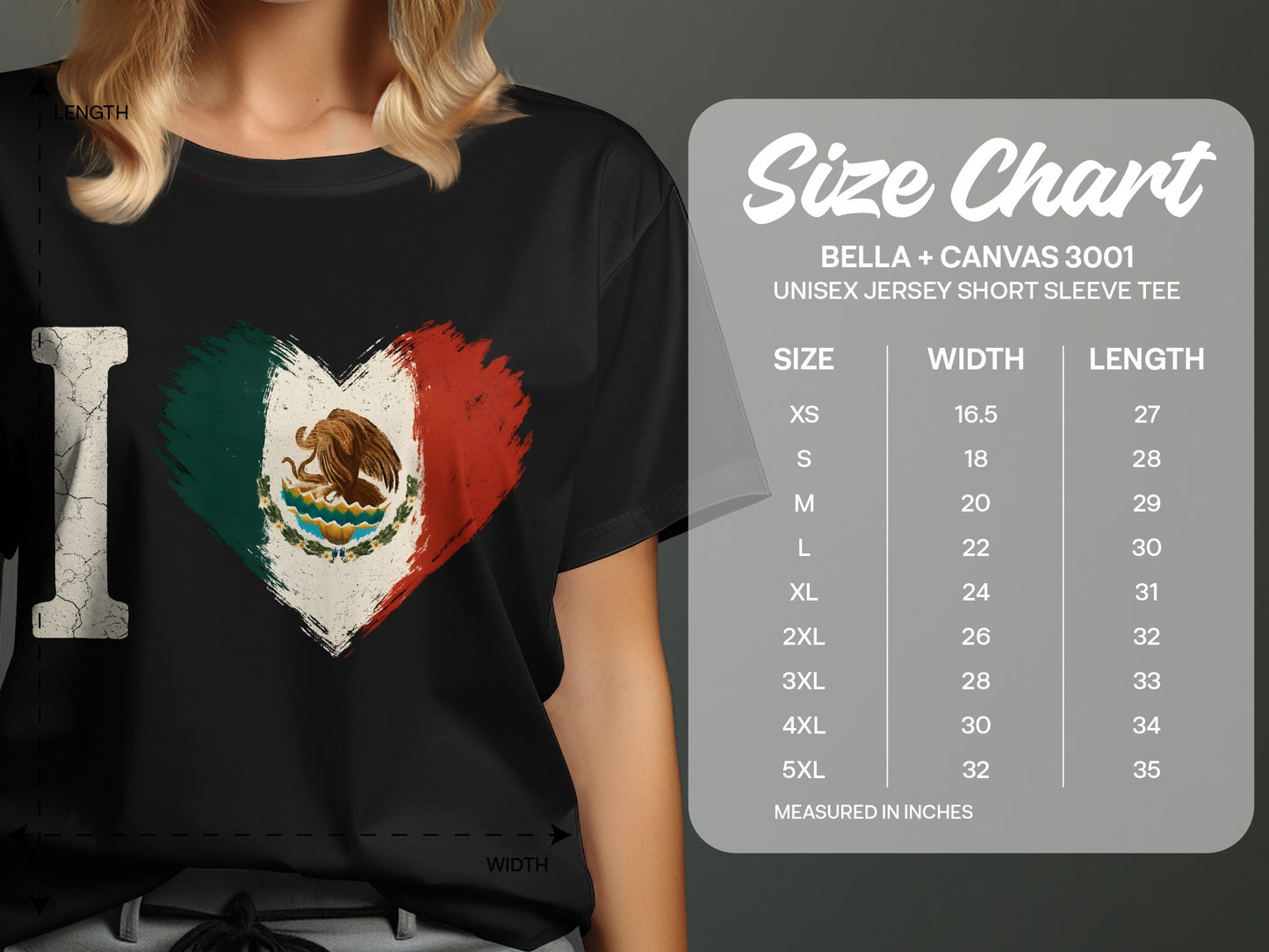 Heart Design Mexican Flag Unisex Jersey Short Sleeve product