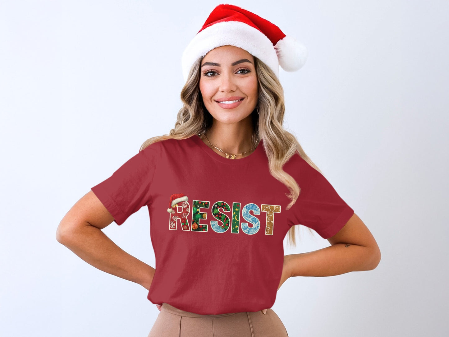 Resist Red Graphic Holiday T-Shirt