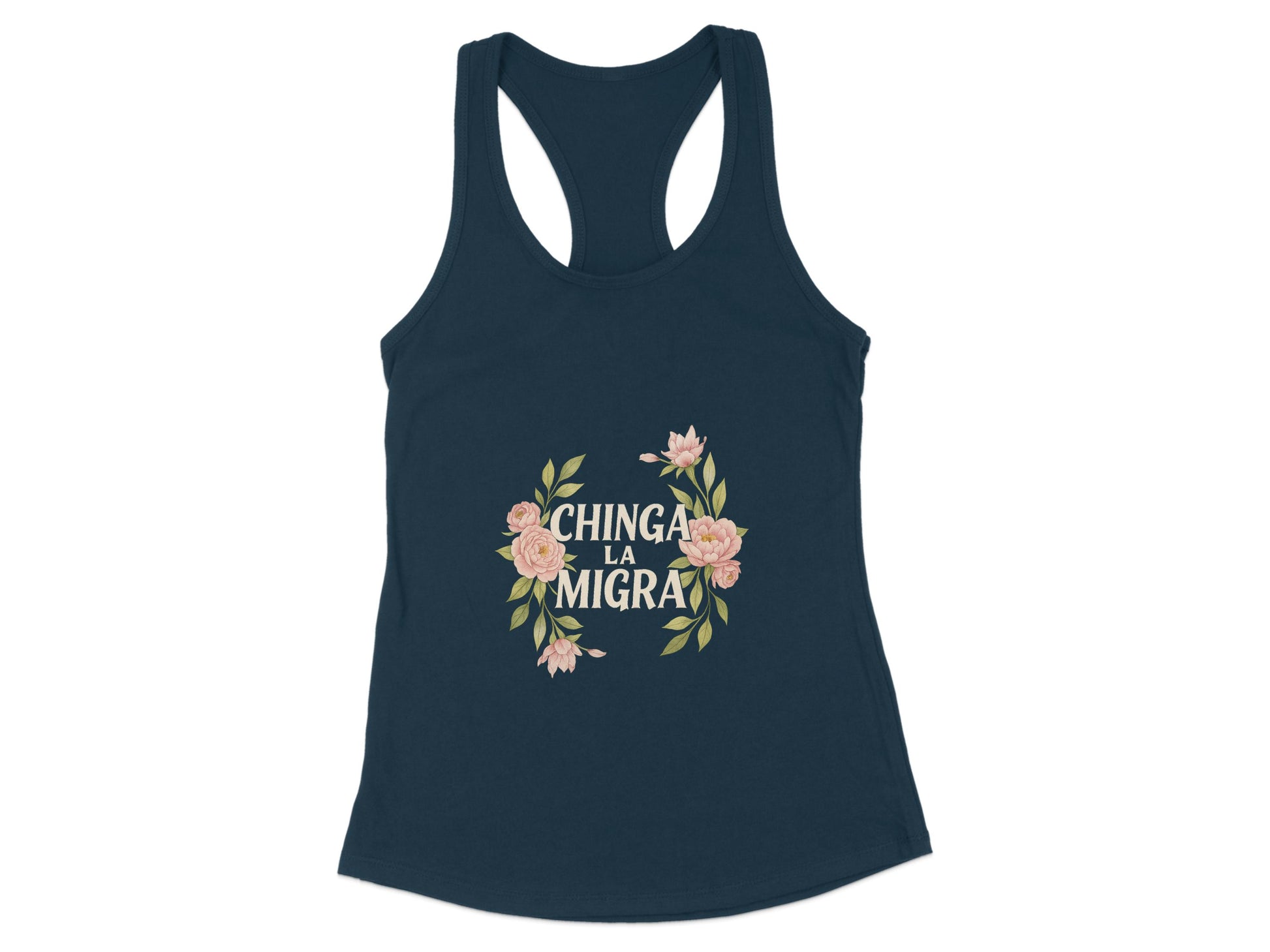 Floral Typography Design Chinga La Migra Tank product