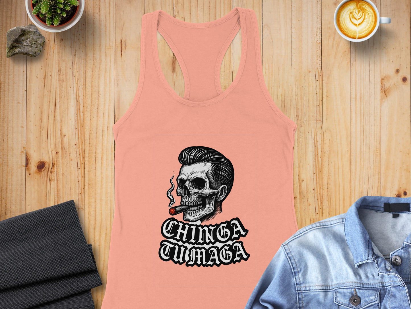 Chinga Tu Maga Graphic Skull Tank Top product