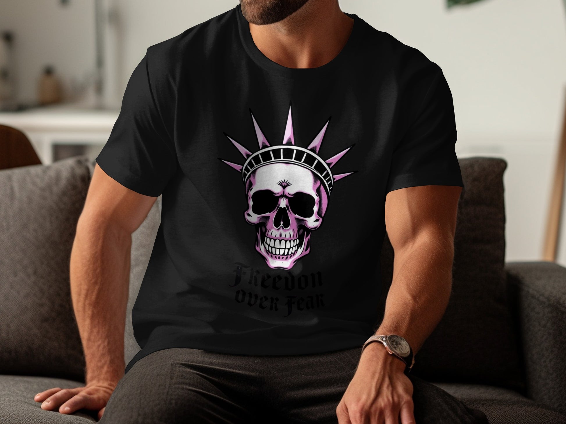 Freedom Over Fear Skull Graphic T-shirt product