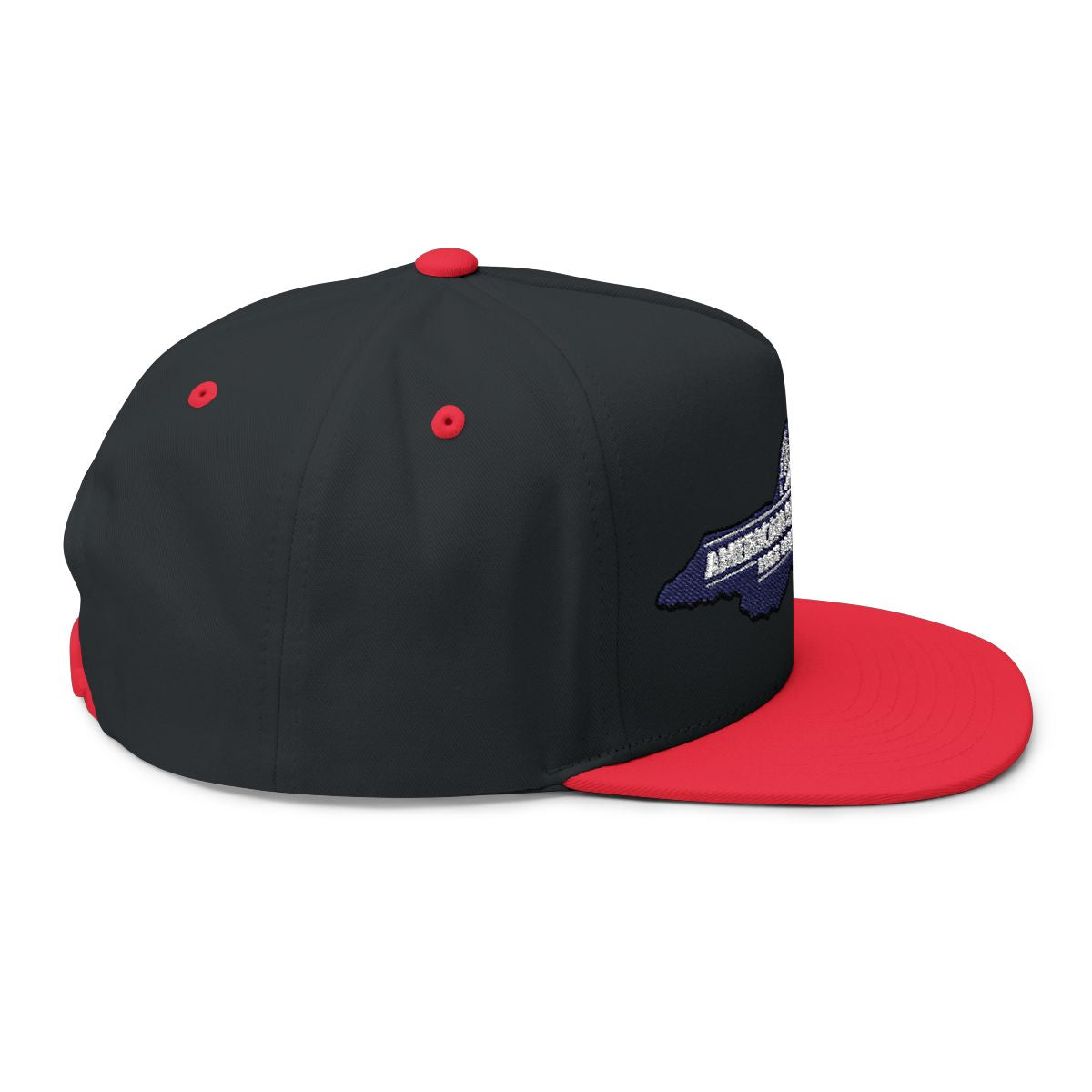 Black and Red Snapback Hat With Unique Side Embroidery