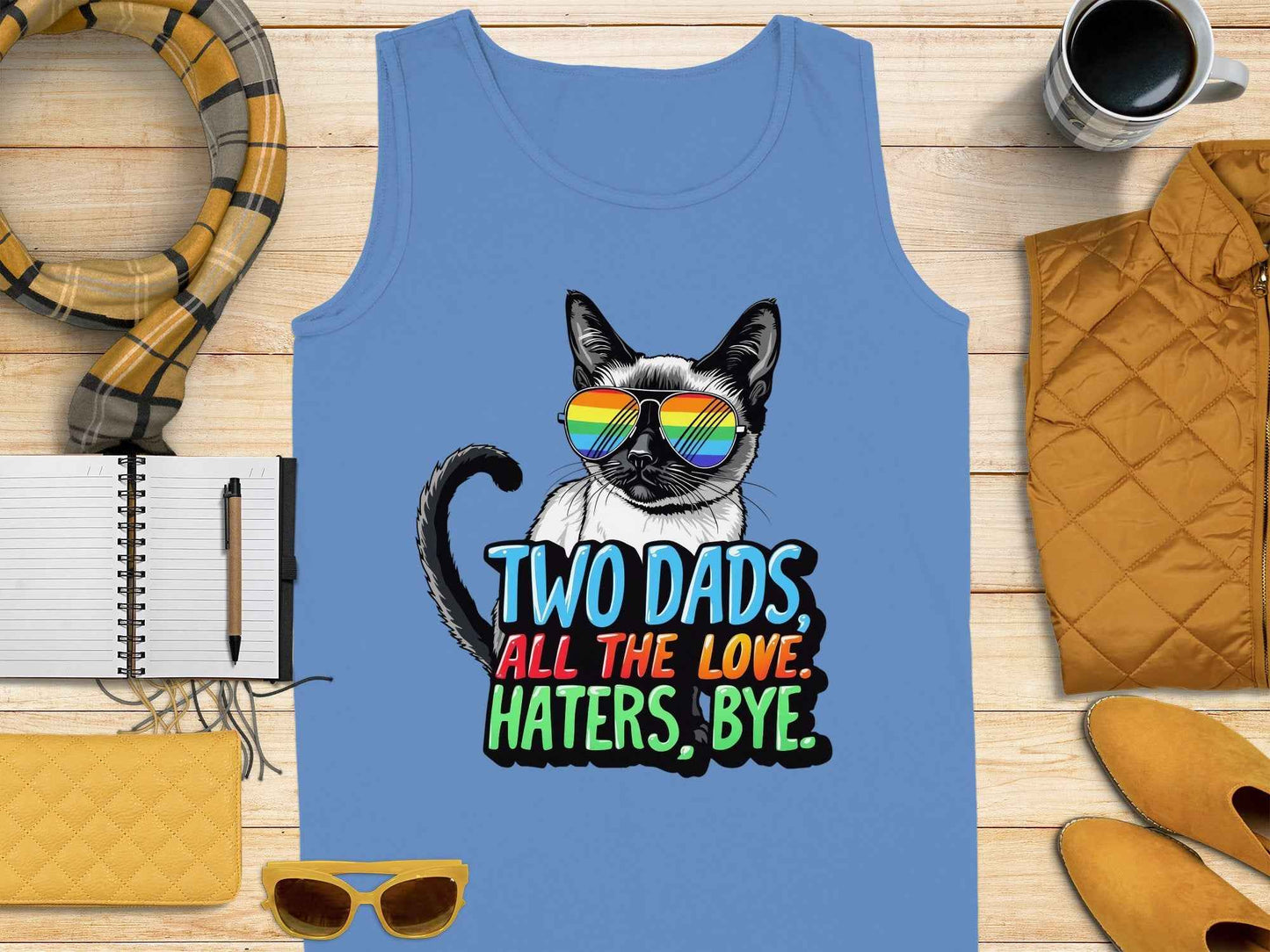 Pride Tank Top for Two Dads: All Love, Haters Bye