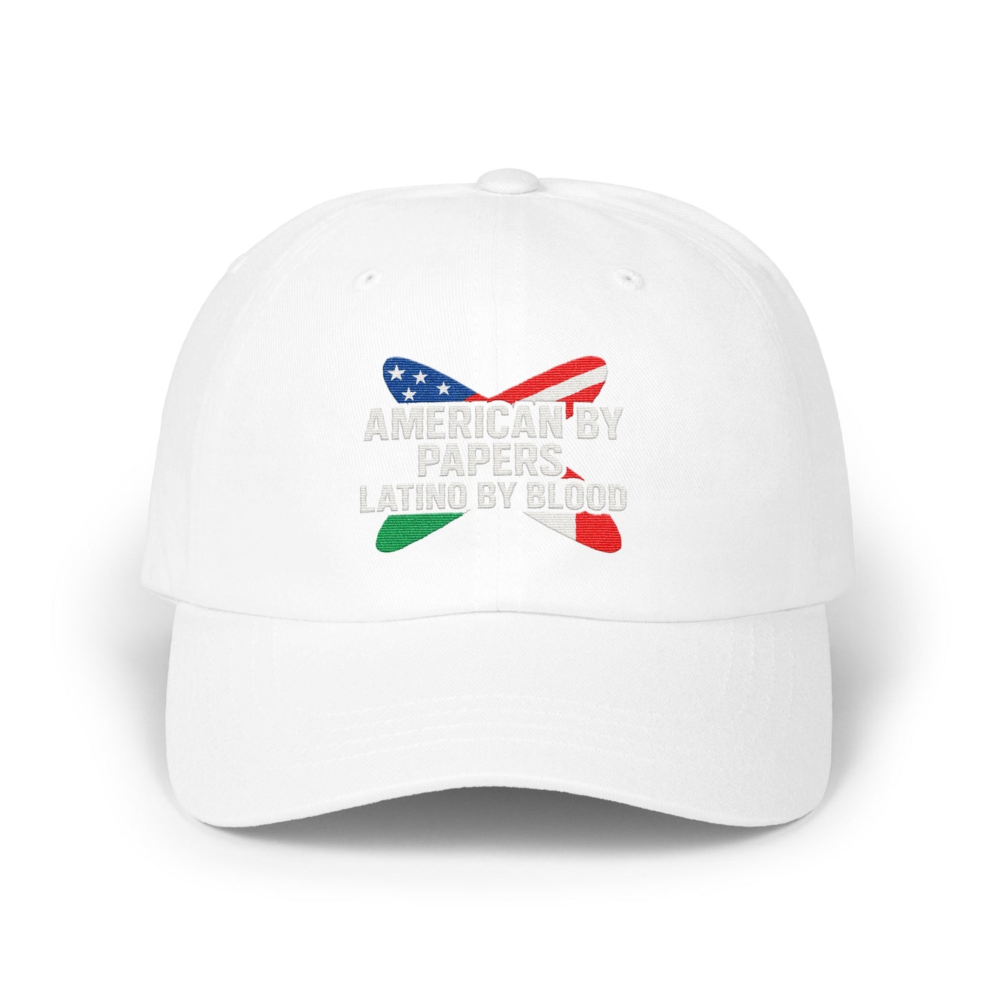 American By Papers Latino By Blood White Hat product type