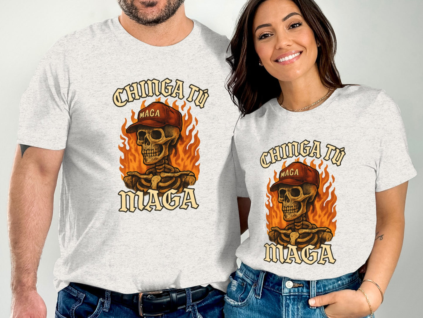 Chinga Tu Maga Graphic Tee Shirt Unique Skull product type