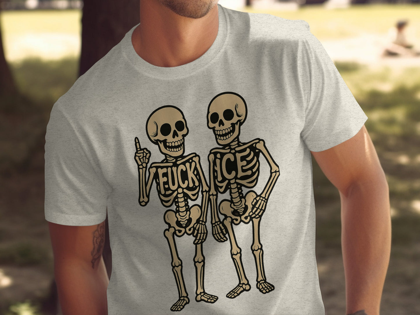 Skeletons with Bold Message Graphic Tee product