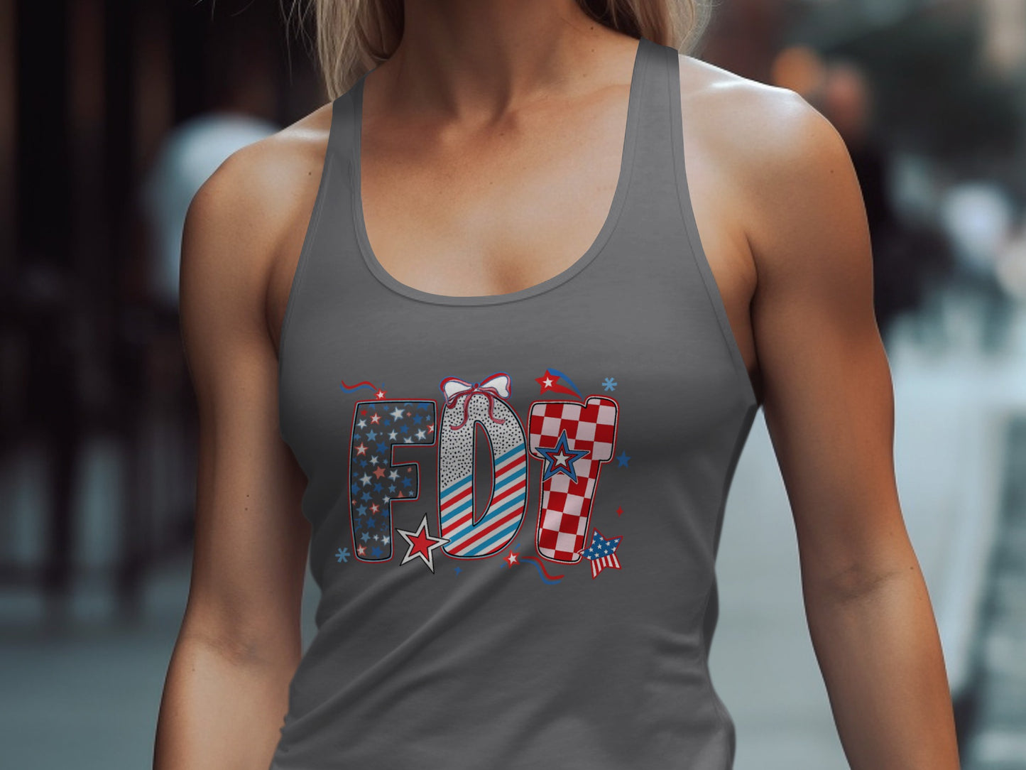 Patriotic Stars and Stripes Printed Womens Tank Top product
