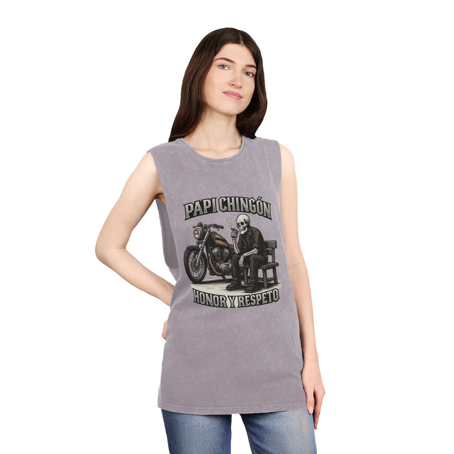 Skull Moto Graphic Tank Top - Papi Chingón, Unisex Summer Apparel, Motorcycle Gift, Festival Wear, Casual Vintage Style