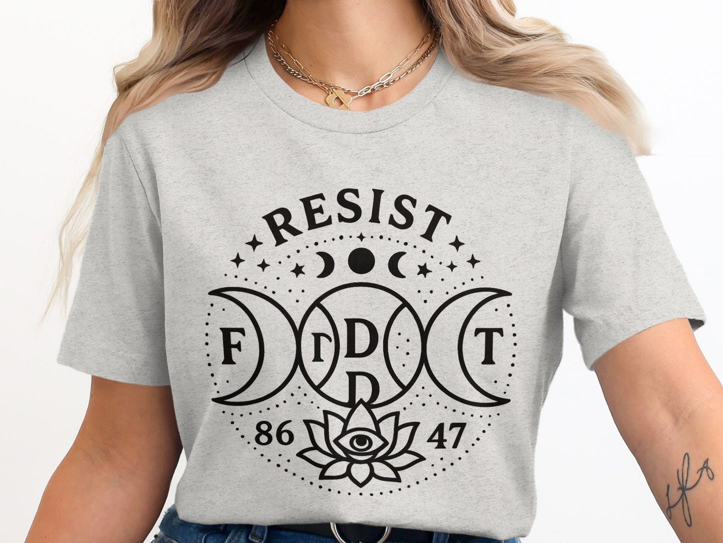 Resist Design Graphic Printed Ladies T-Shirt product