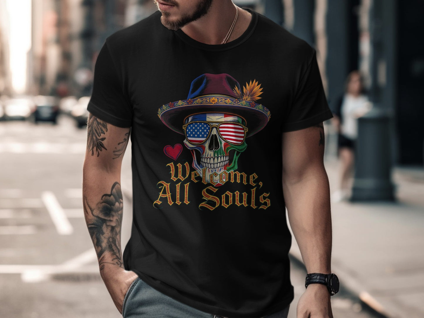 Welcome All Souls Skull Graphic T Shirt product