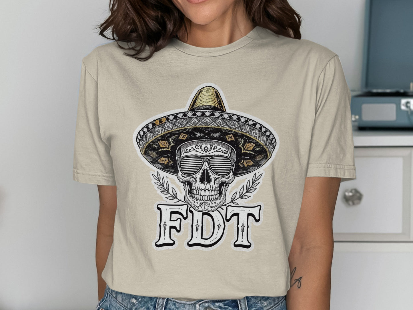 FDT Skull with Hat Graphic Printed T-shirt product