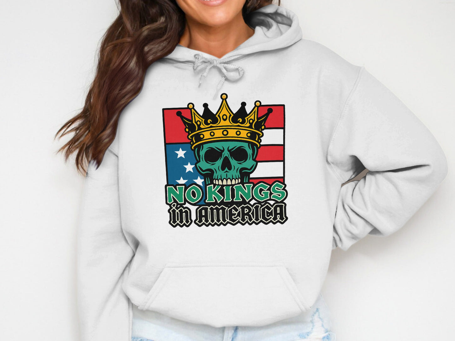 No Kings in America Skull Crown Hoodie product type