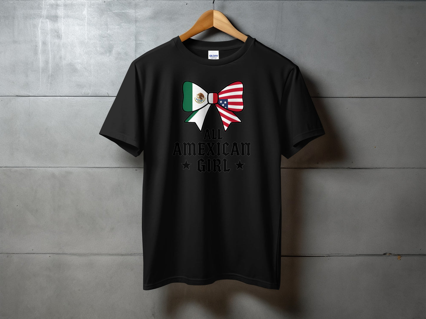 All American Girl Bow Graphic Black T-shirt product