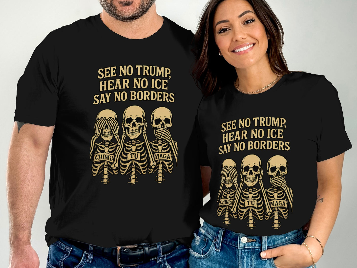 See No Trump Hear No Ice Say No Borders Shirt product type