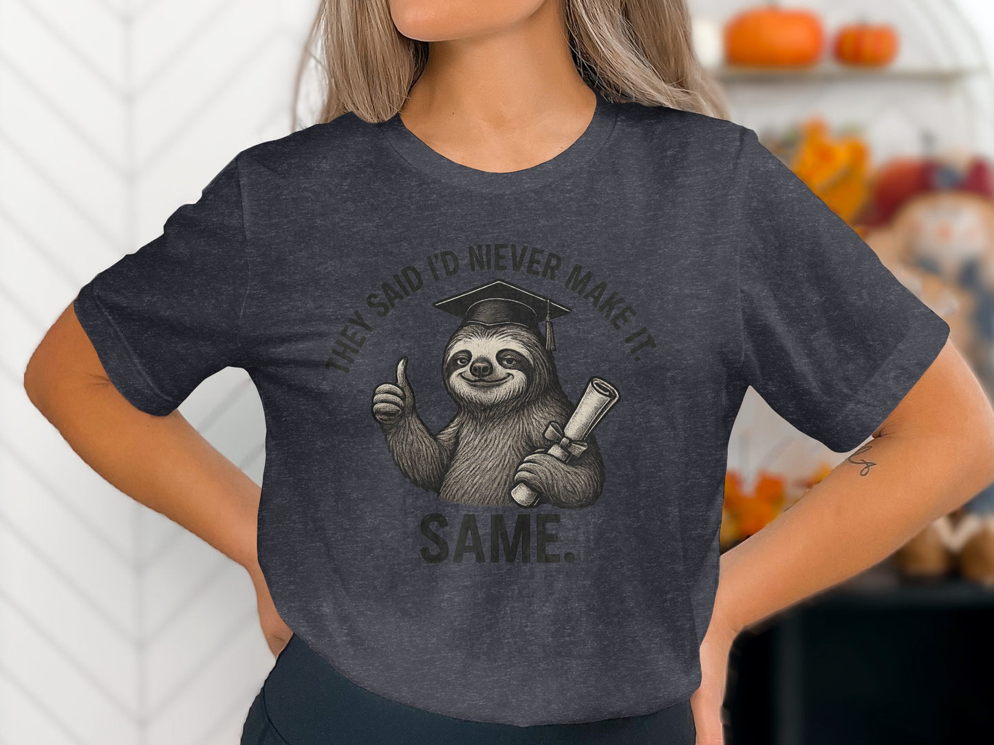 Funny Sloth Graduation Graphic Tee product type