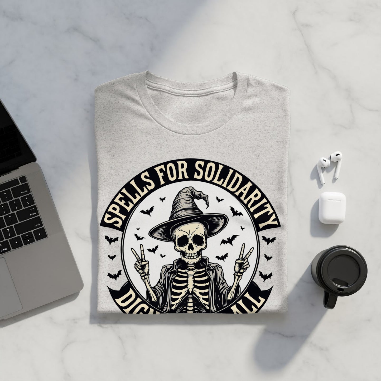 Spells for Solidarity Digital Skull Design T-Shirt Product