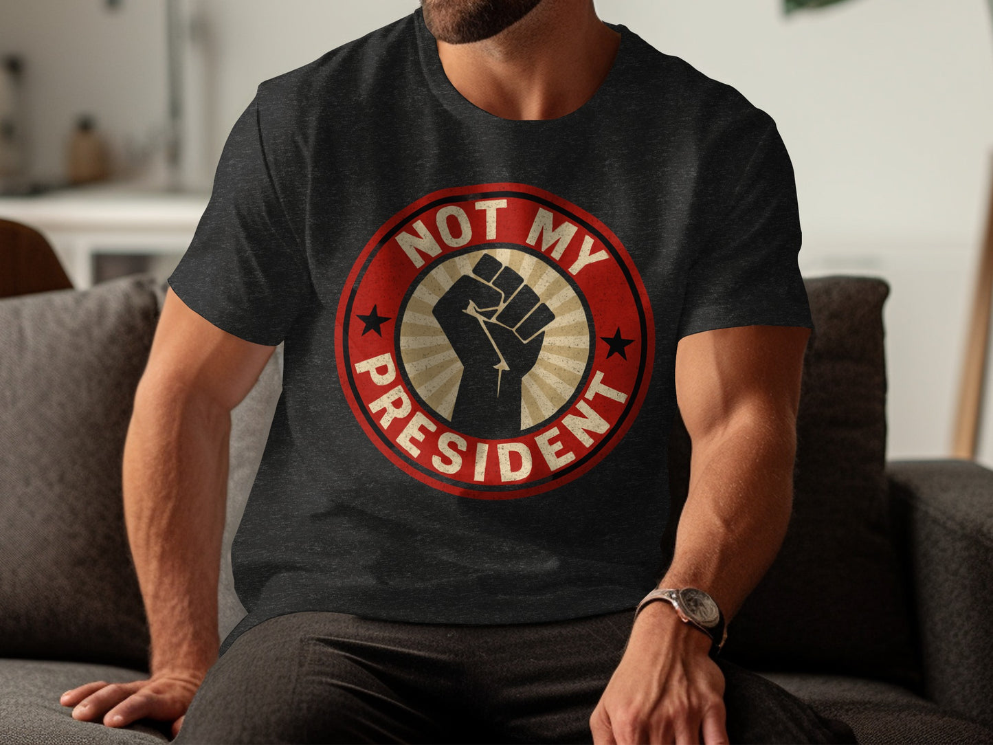 Not My President Fist Graphic Round Symbol T-shirt product