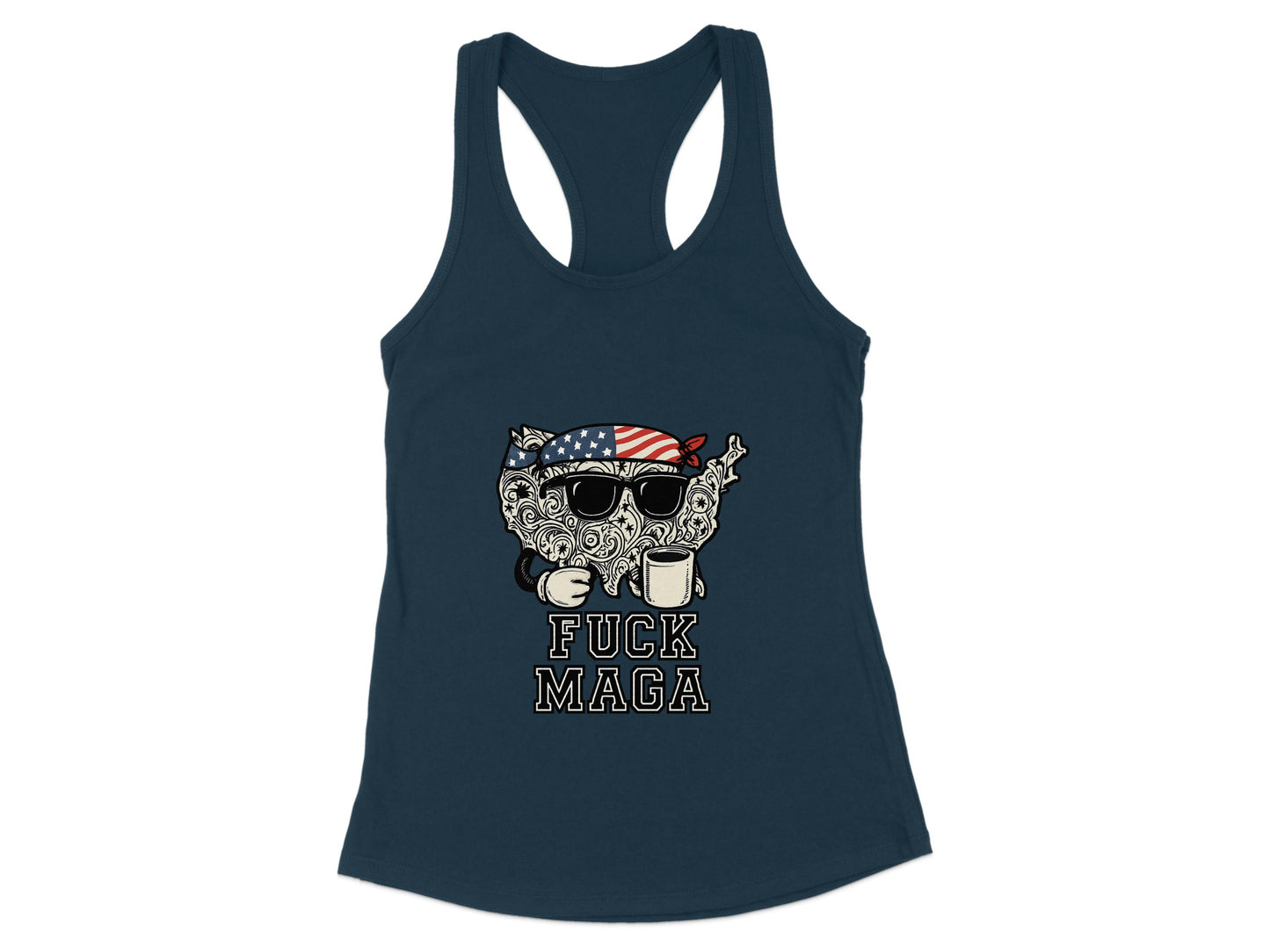 Patriotic Bear Holding Mug Fuck Maga Tank Top Product Type