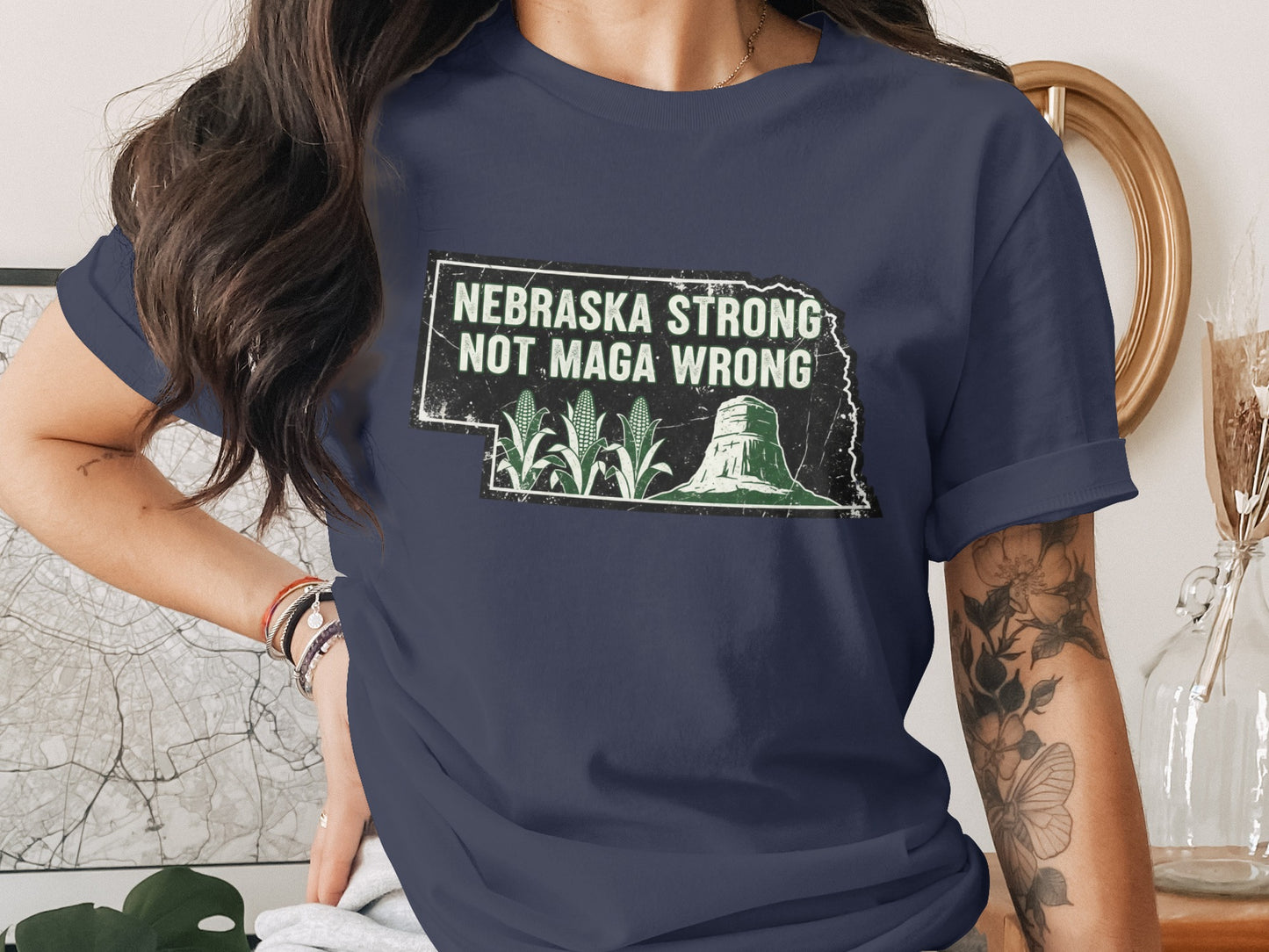 Nebraska Strong Not Maga Wrong Graphic T-shirt product