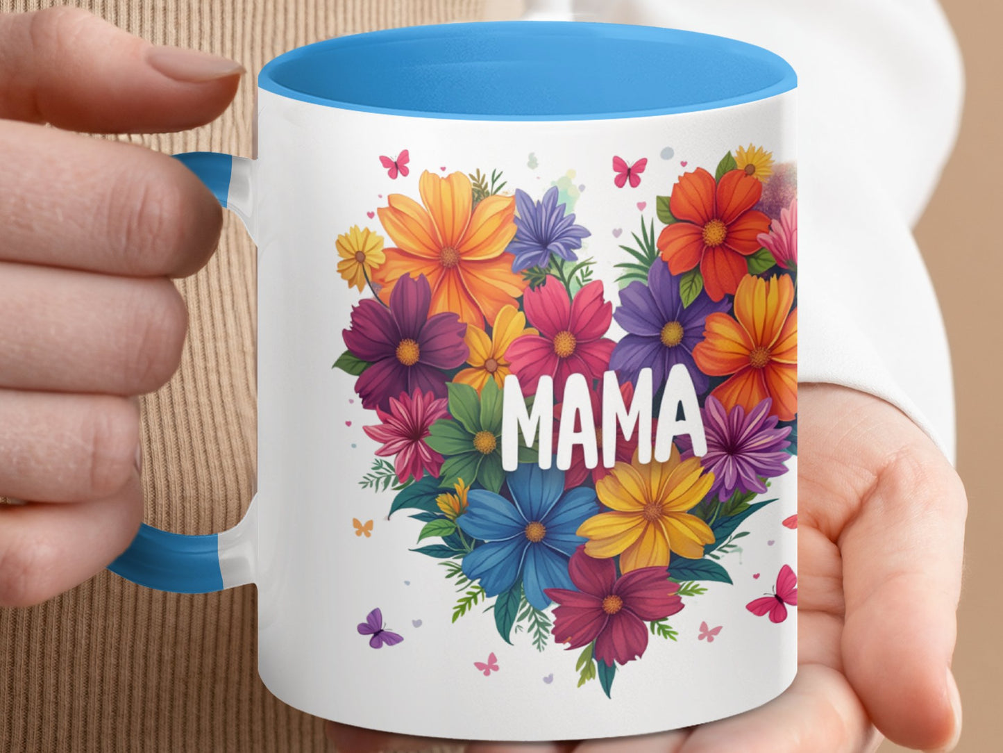 Colorful Floral Heart Design Mama Mug product type