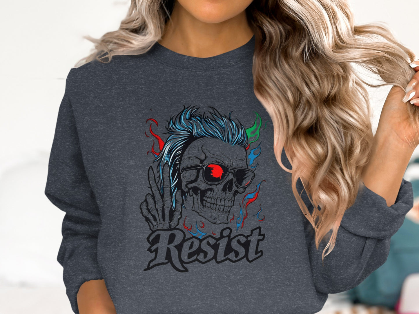 Futuristic Skull Graphic with Resist Logo Sweatshirt product type